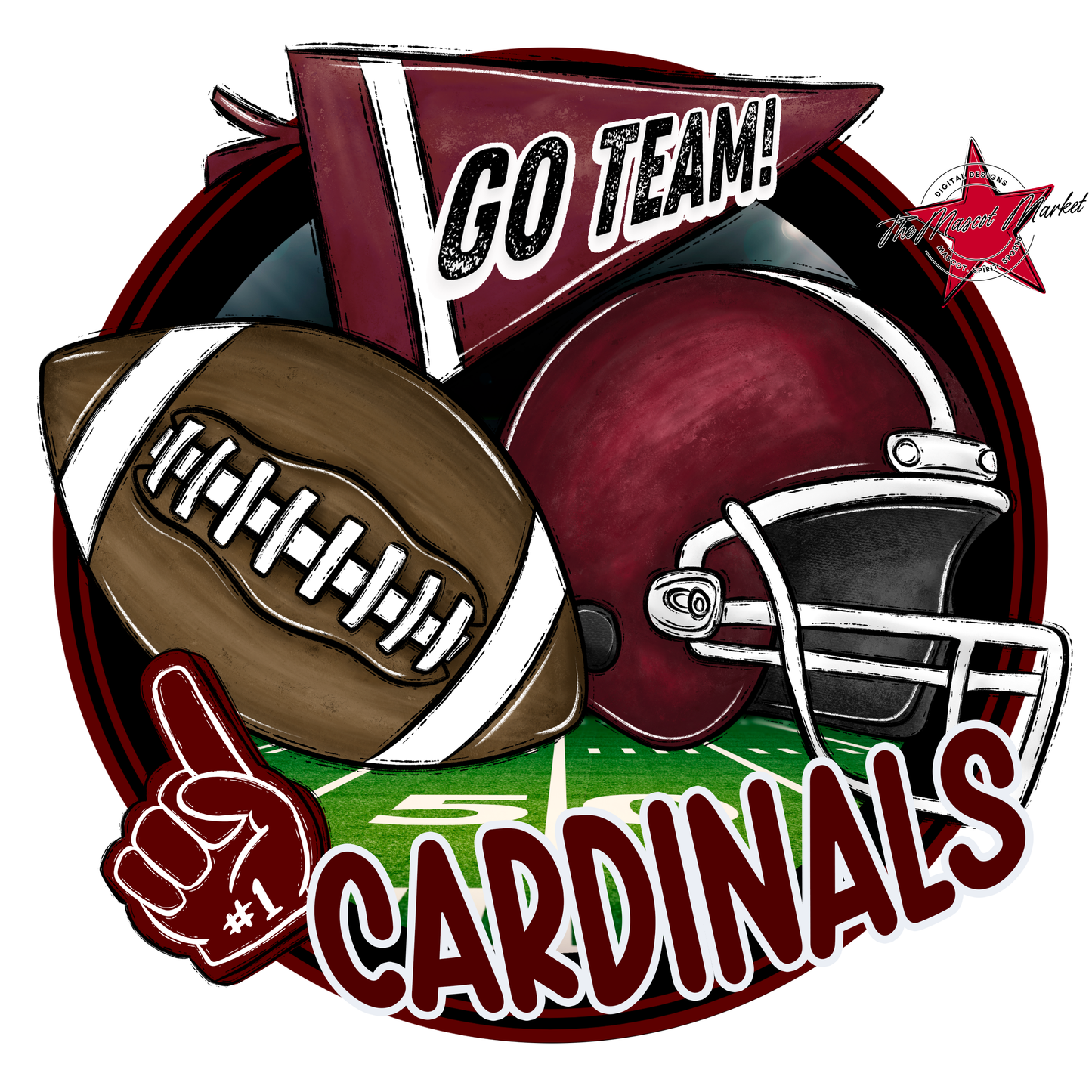 Cardinals Circle Football Design-Maroon