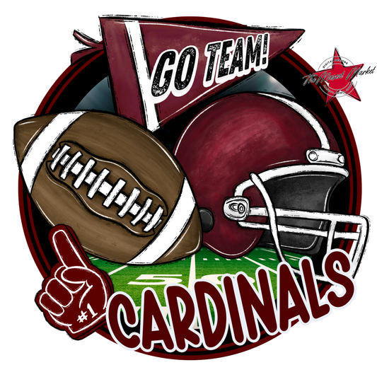 Cardinals Circle Football Design-Maroon