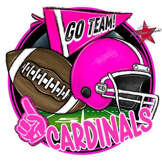 Cardinals Circle Football Design-Pink