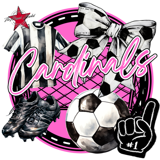 Cardinals Circle Soccer Design-Baby Pink