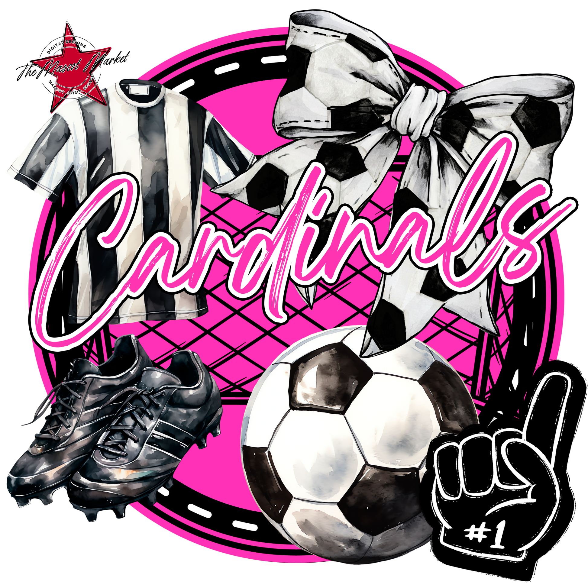 Cardinals Circle Soccer Design-Pink