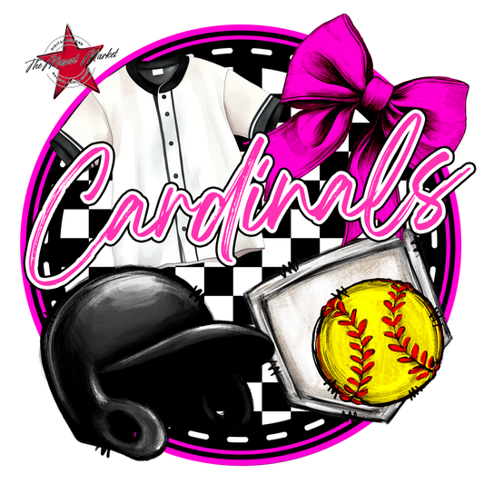 Cardinals Circle Softball Design-Pink