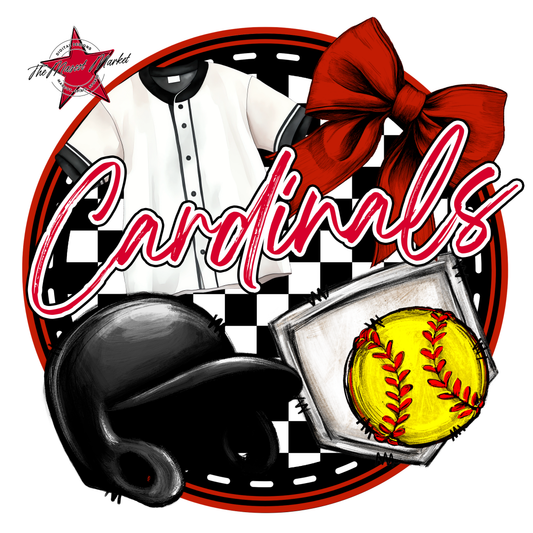 Cardinals Circle Softball Design-Red