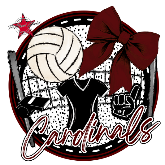 Cardinals Circle Volleyball Design-Maroon