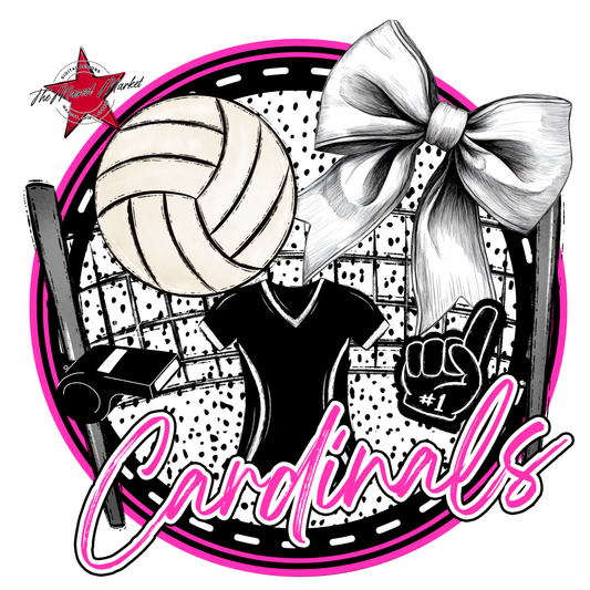 Cardinals Circle Volleyball Design-Pink