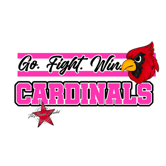 Cardinals Go Fight Win Mascot Lines-Pink