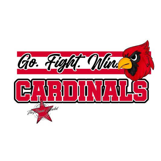 Cardinals Go Fight Win Mascot Lines-Red