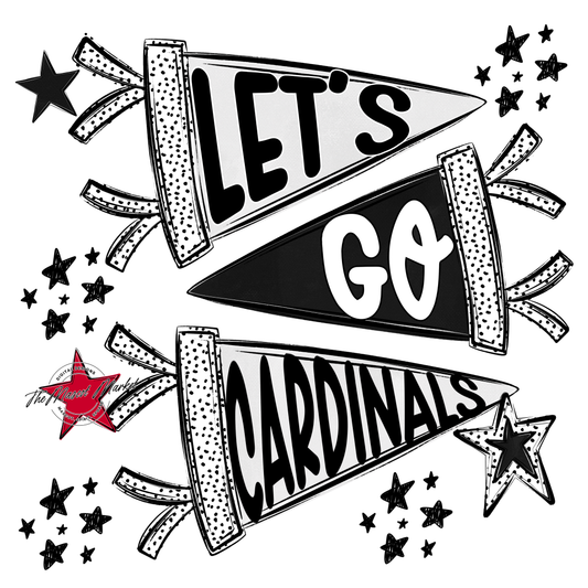 Cardinals Let's Go Flag Design-Black