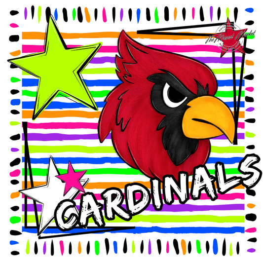 Cardinals Mascot Frame-Neon White