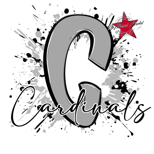 Cardinals Mascot Splatter-Grey