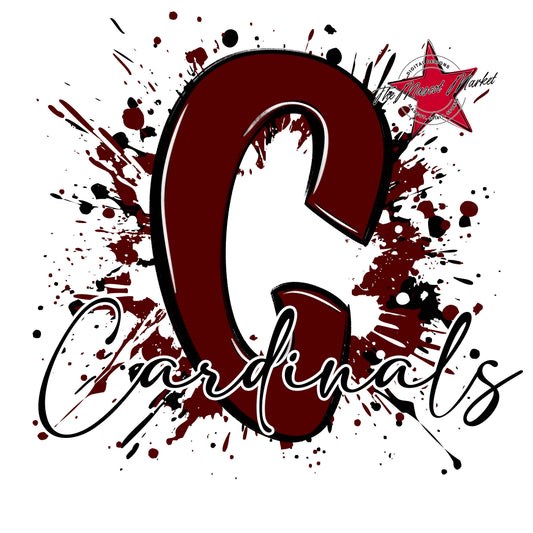 Cardinals Mascot Splatter-Maroon