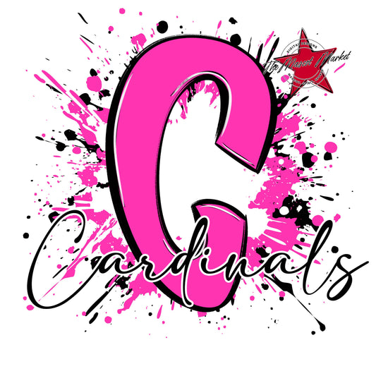 Cardinals Mascot Splatter-Pink