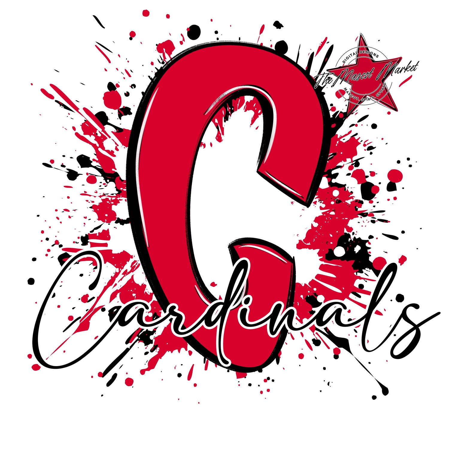 Cardinals Mascot Splatter-Red