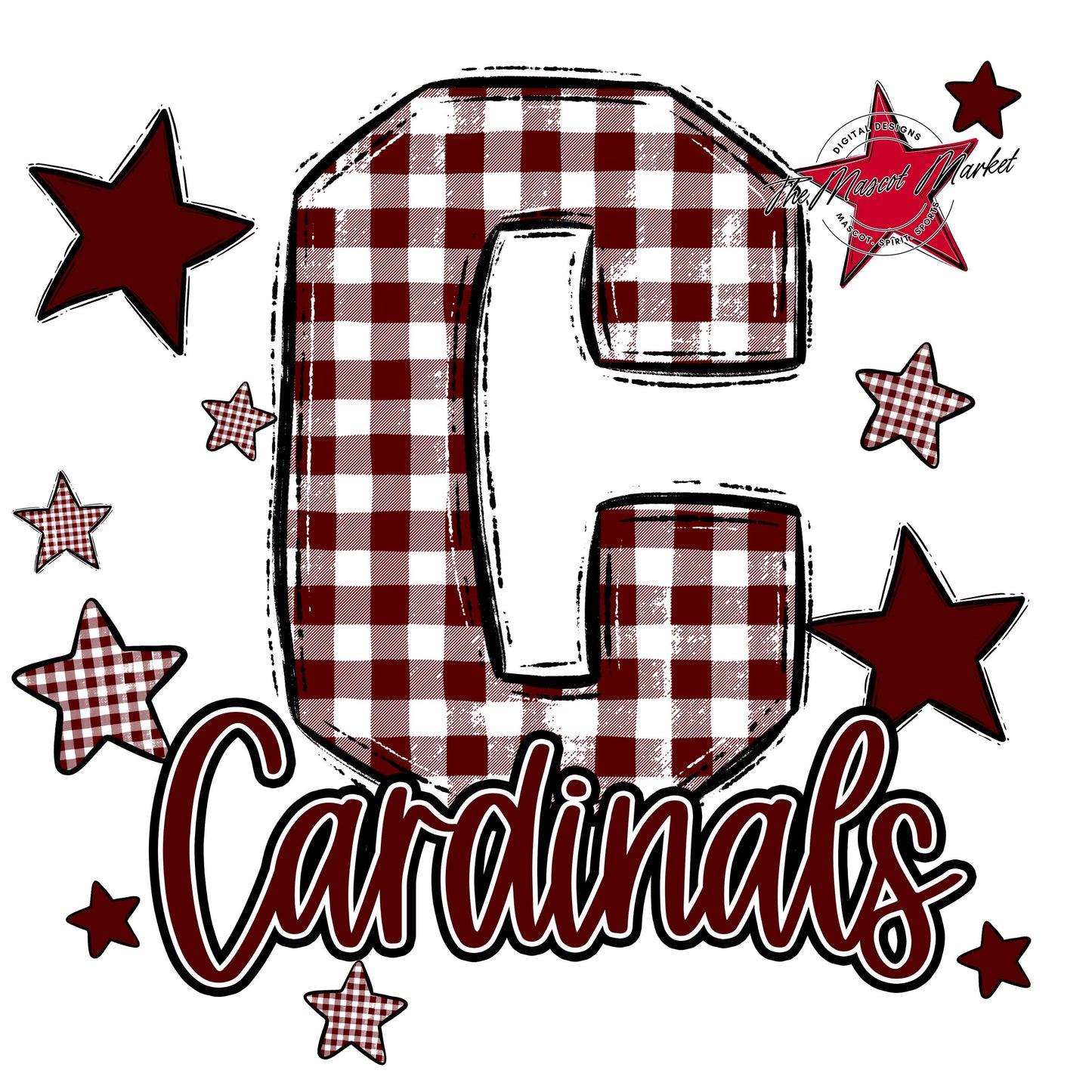 Cardinals Plaid Star Design-Maroon