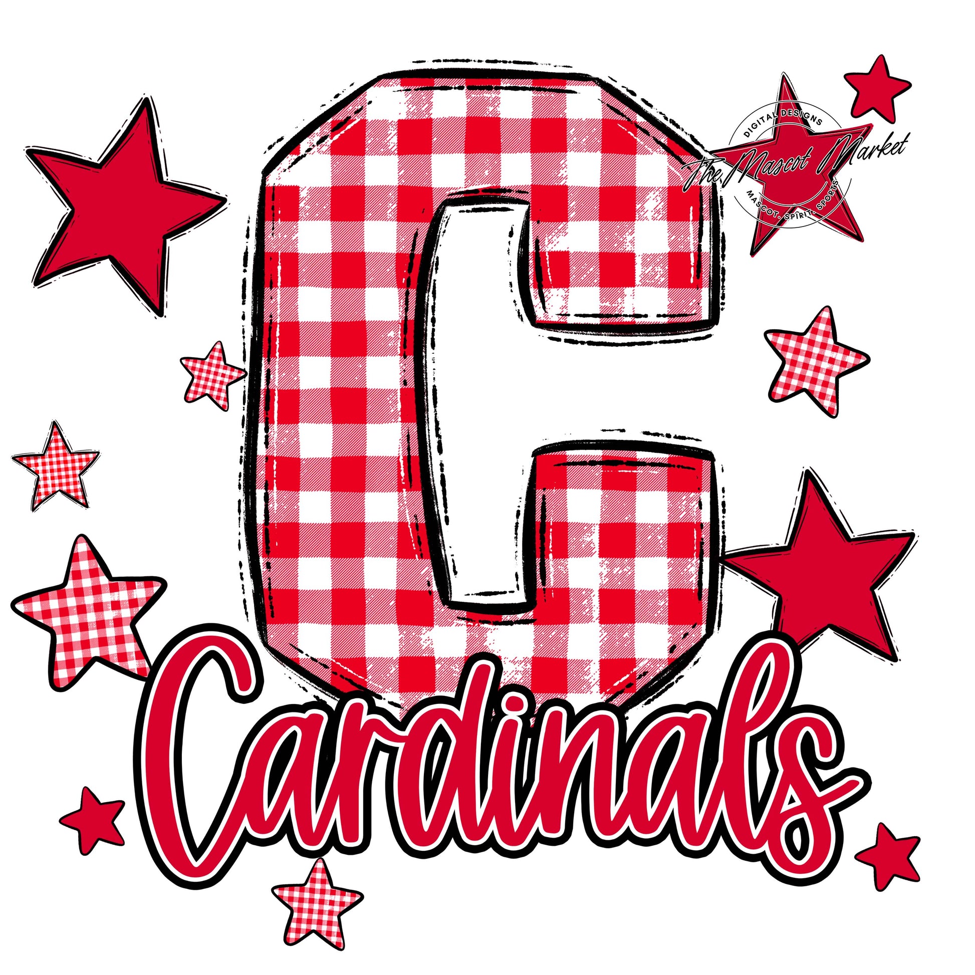 Cardinals Plaid Star Design-Red