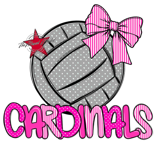 Cardinals Volleyball Spirit Design-Pink