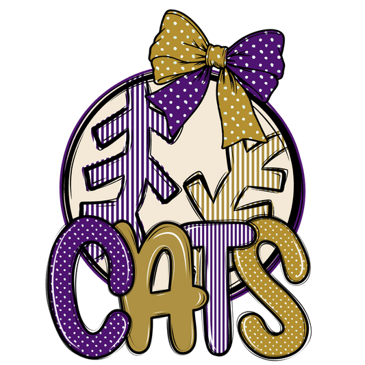 Cats Baseball-Softball Spirit Design-Purple & Gold