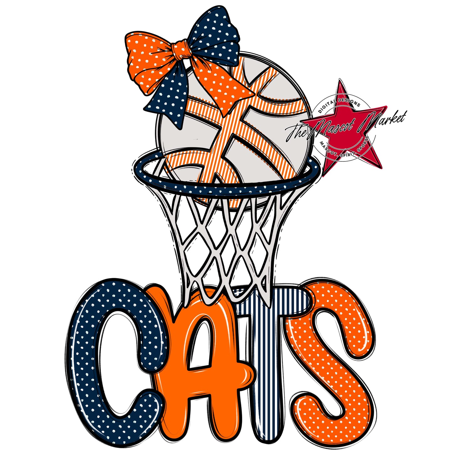 Cats Basketball Spirit Design-Navy & Orange