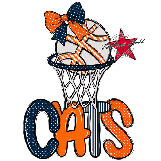 Cats Basketball Spirit Design-Navy & Orange