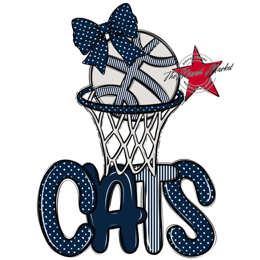 Cats Basketball Spirit Design-Navy & Grey