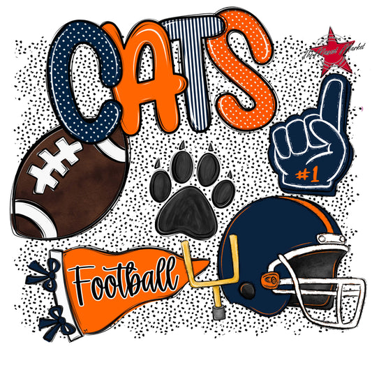 Cats Football Spirit-Navy & Orange