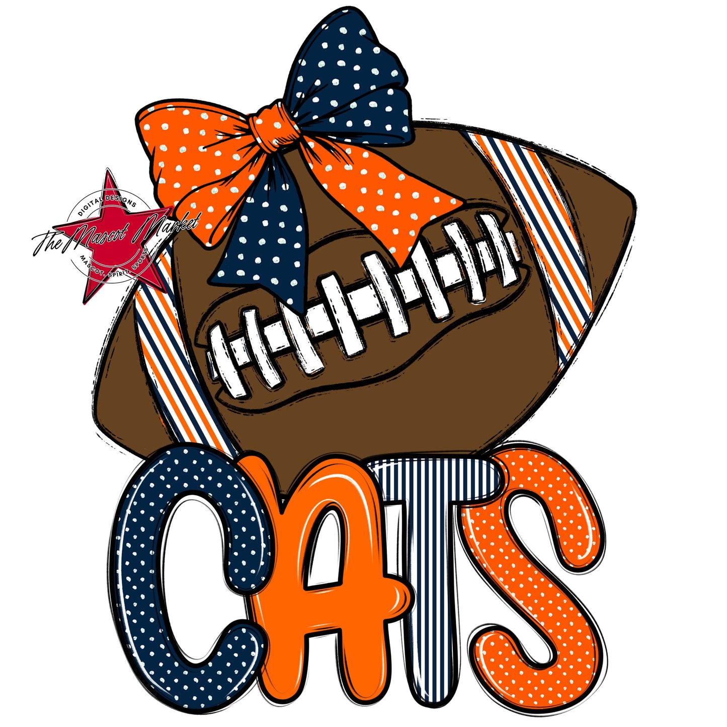 Cats Football Spirit Design-Navy & Orange