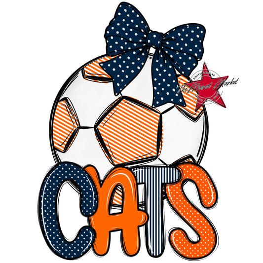 Cats Soccer Spirit Design-Navy & Orange