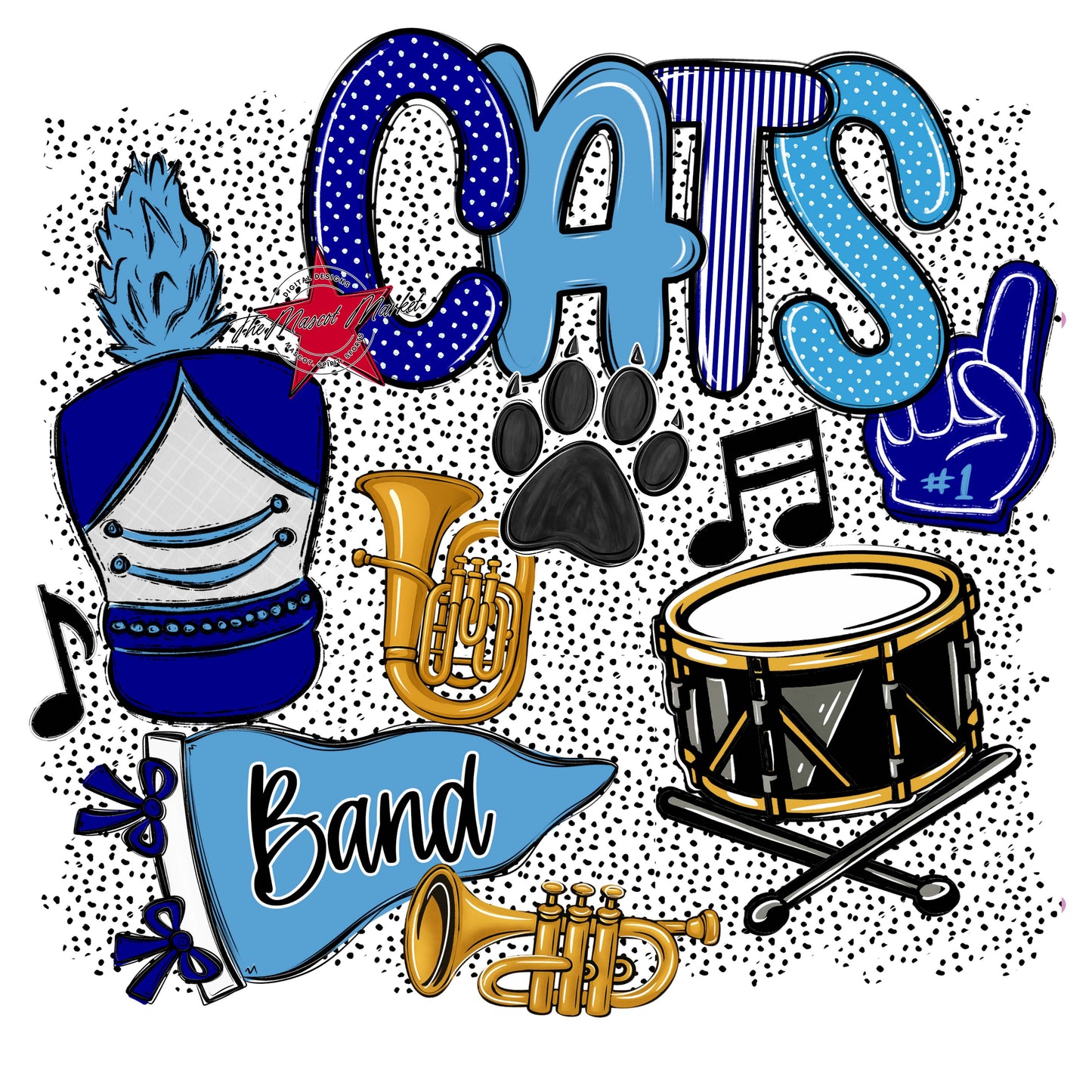 Cats Band Spirit-Blue & Carolina Blue