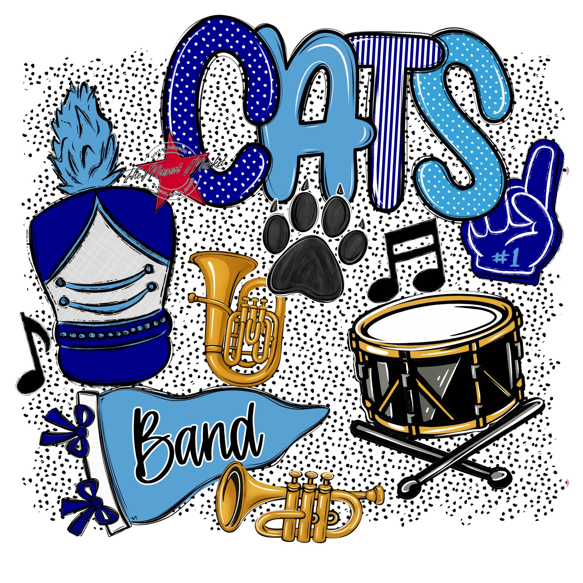 Cats Band Spirit-Blue & Carolina Blue