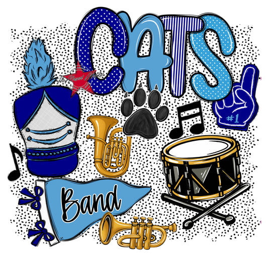 Cats Band Spirit-Blue & Carolina Blue
