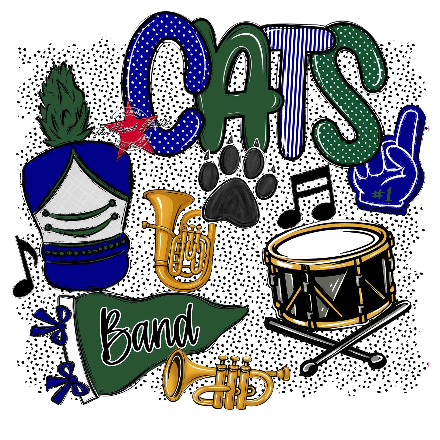 Cats Band Spirit-Blue & Green