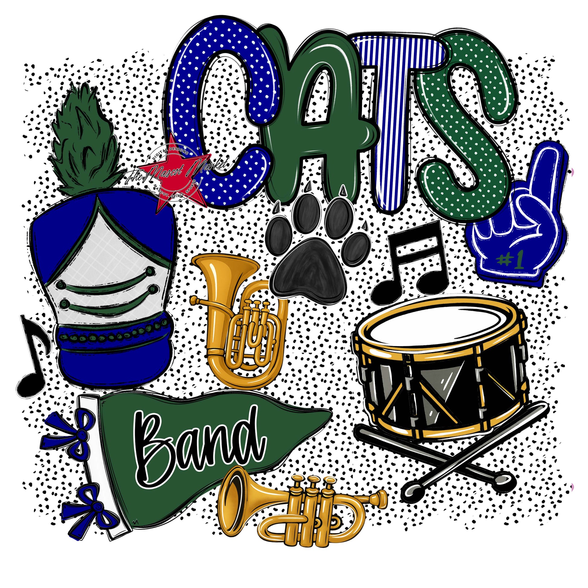 Cats Band Spirit-Blue & Green