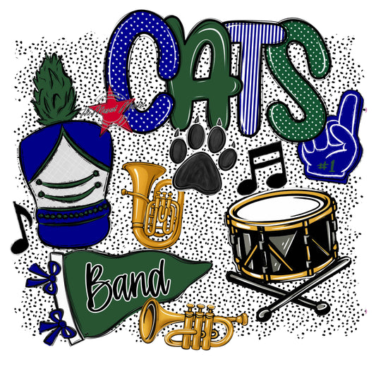 Cats Band Spirit-Blue & Green