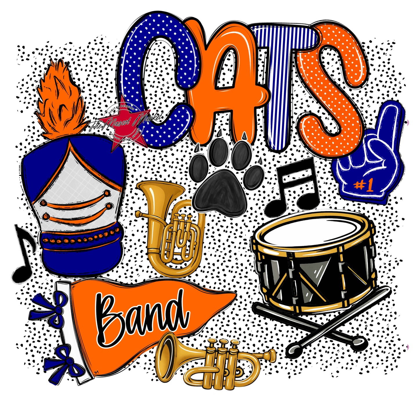 Cats Band Spirit-Blue & Orange