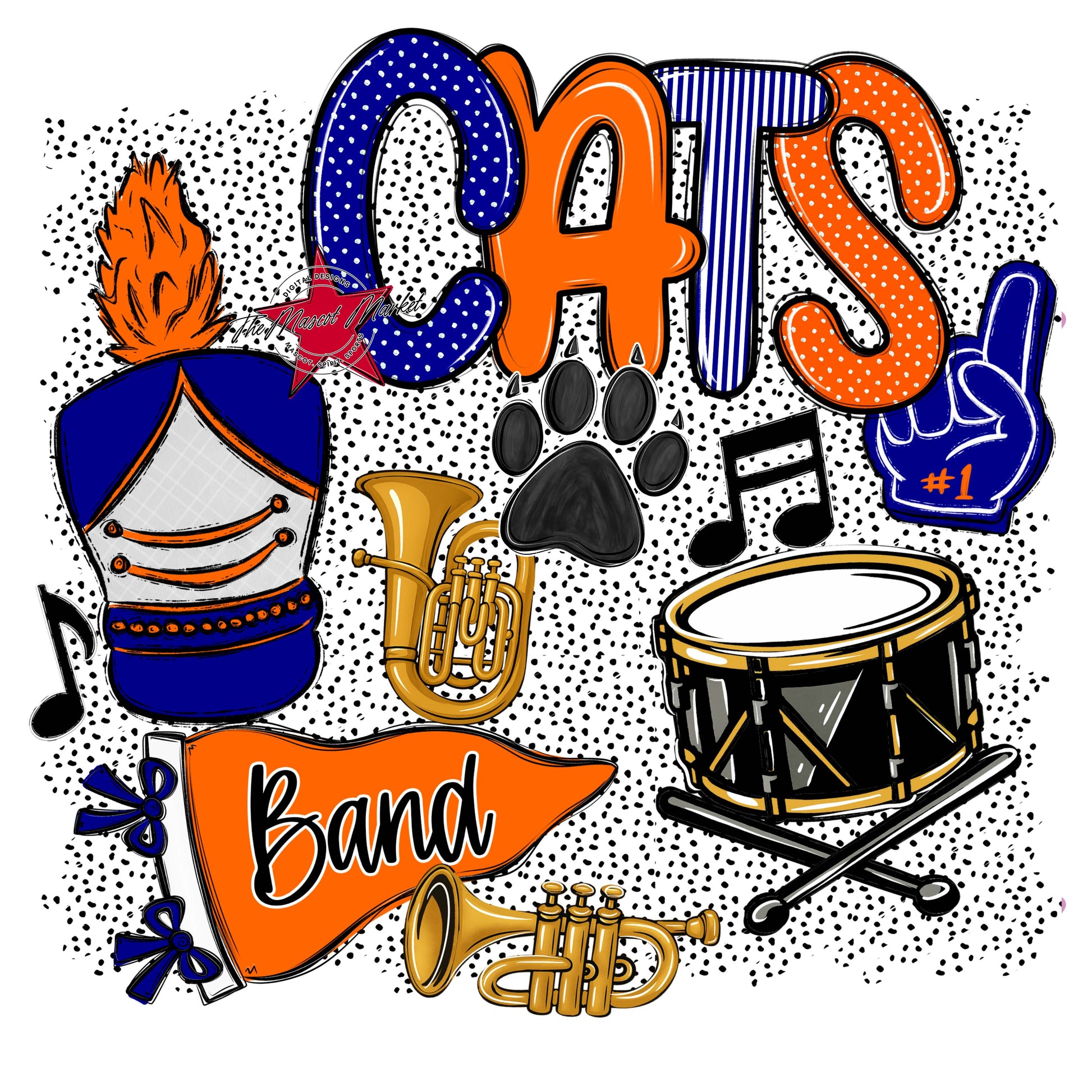Cats Band Spirit-Blue & Orange
