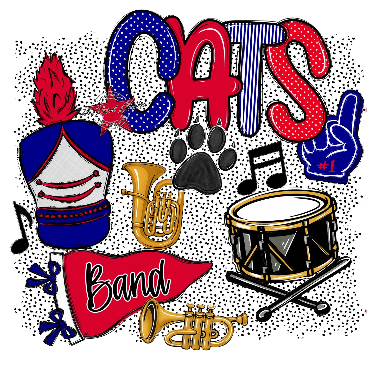 Cats Band Spirit-Blue & Red