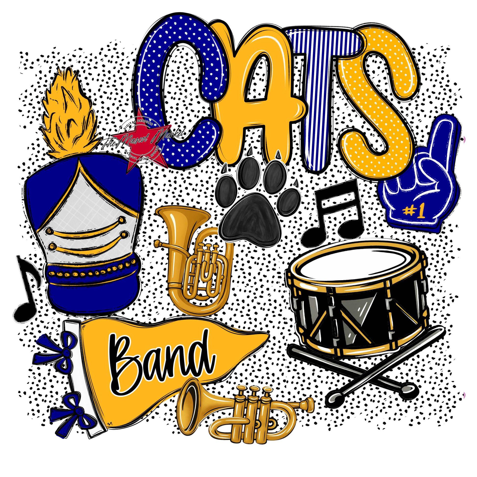 Cats Band Spirit-Blue & Yellow