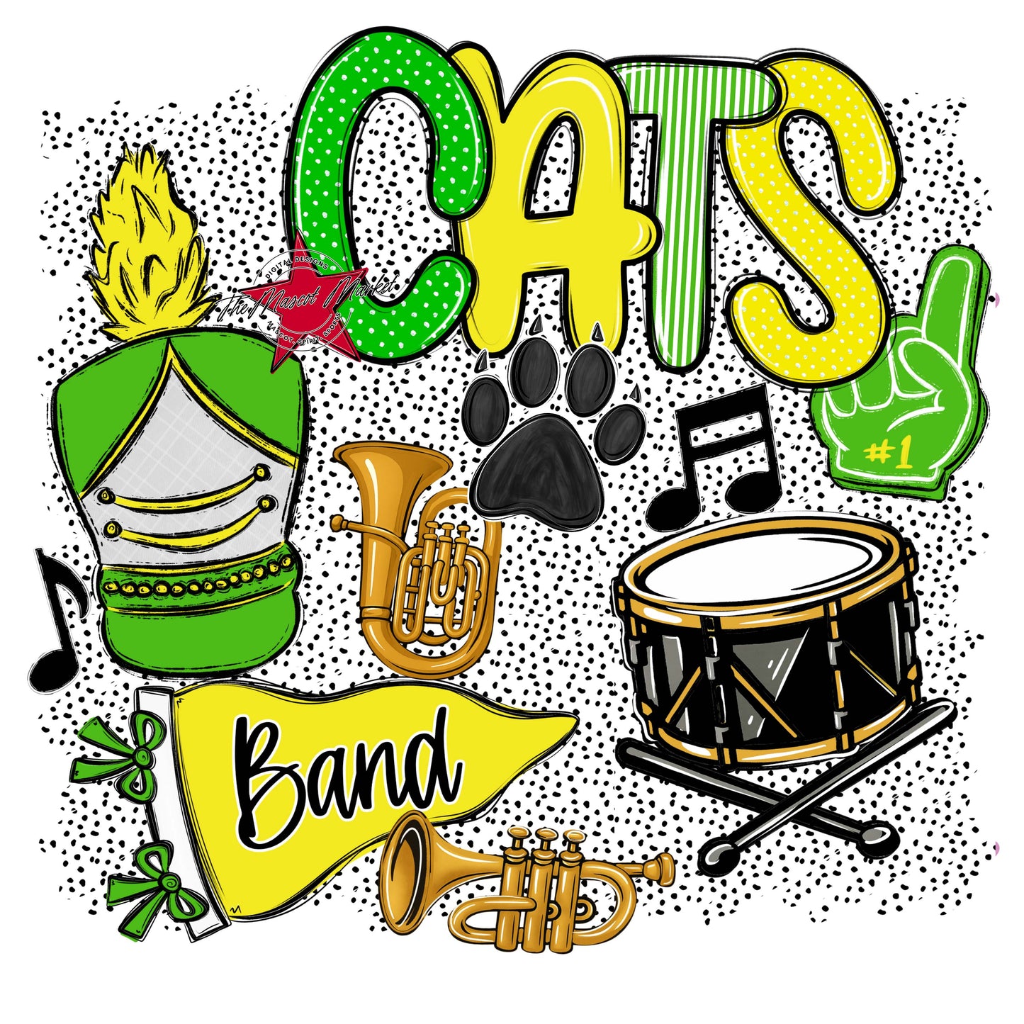 Cats Band Spirit-Bright Green & Bright Yellow