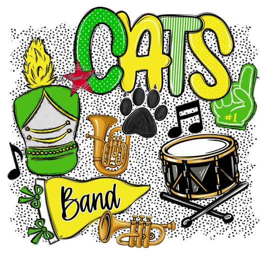 Cats Band Spirit-Bright Green & Bright Yellow