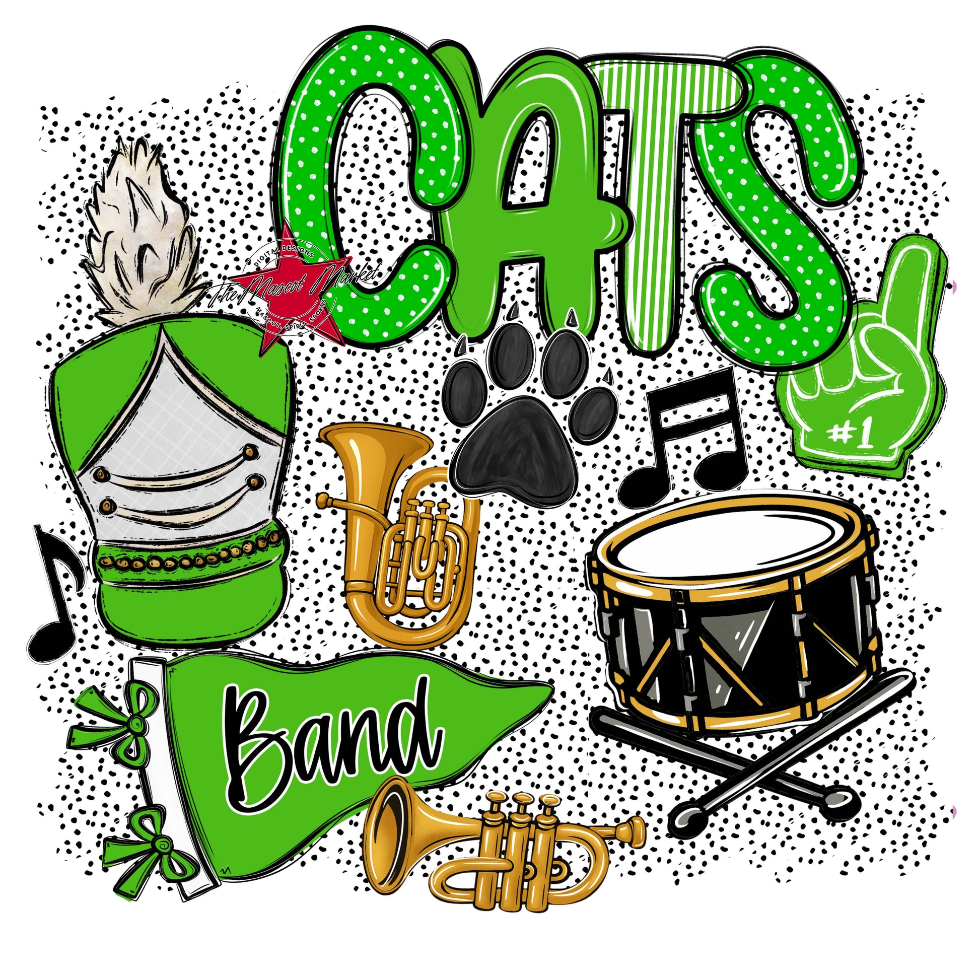 Cats Band Spirit-Bright Green
