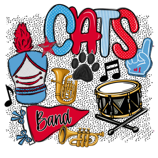 Cats Band Spirit-Carolina Blue & Red