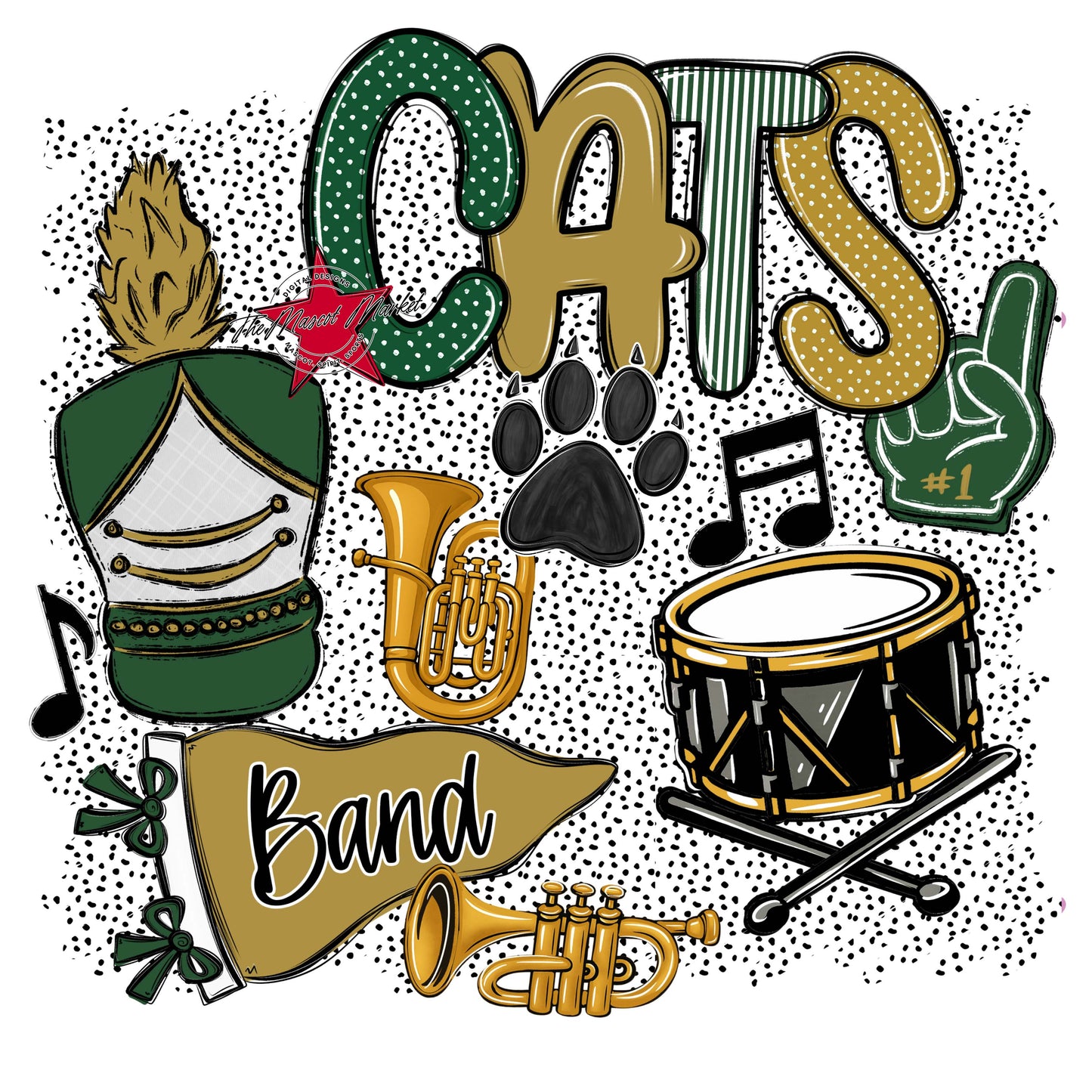 Cats Band Spirit-Green & Gold
