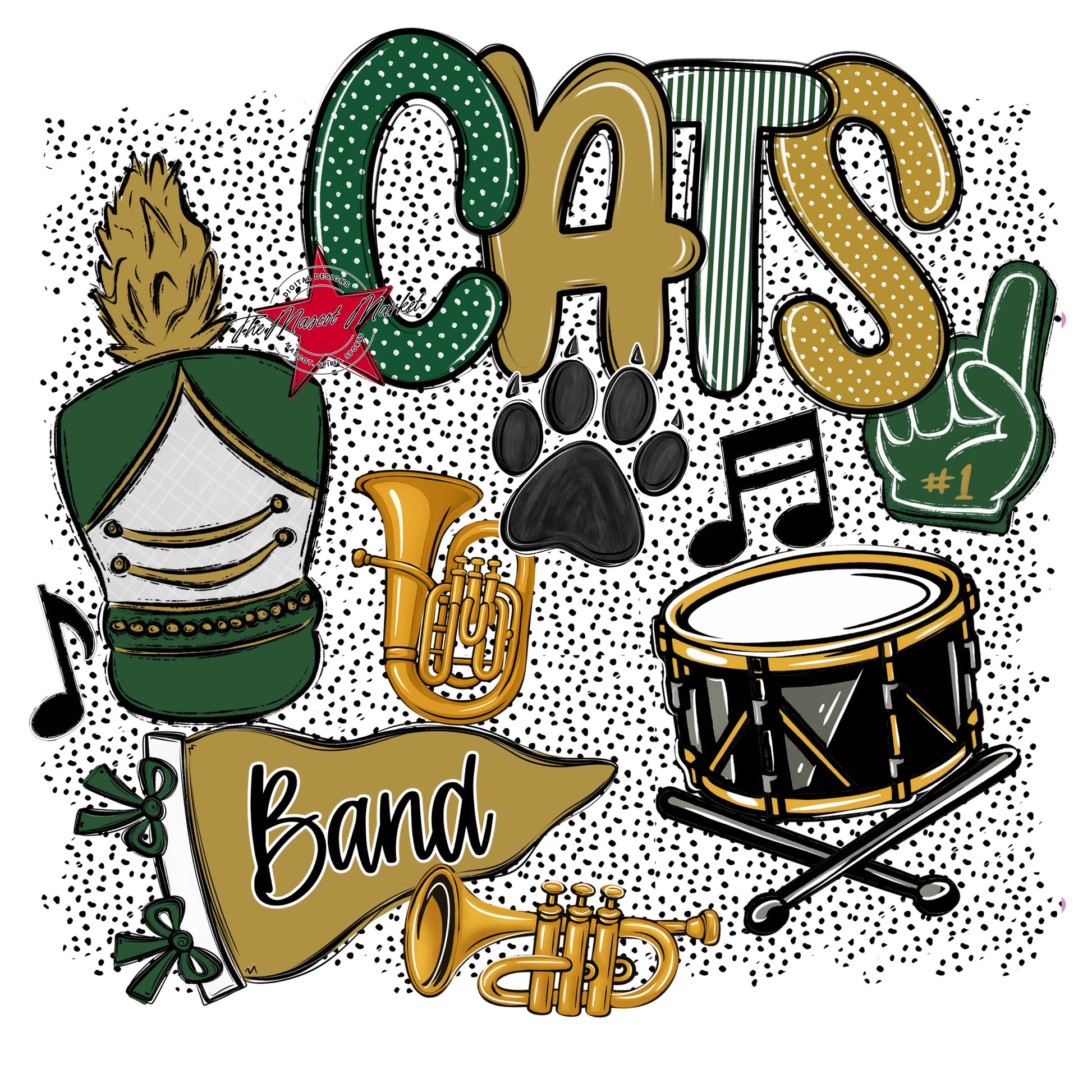Cats Band Spirit-Green & Gold