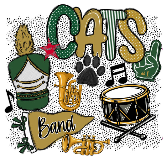 Cats Band Spirit-Green & Gold
