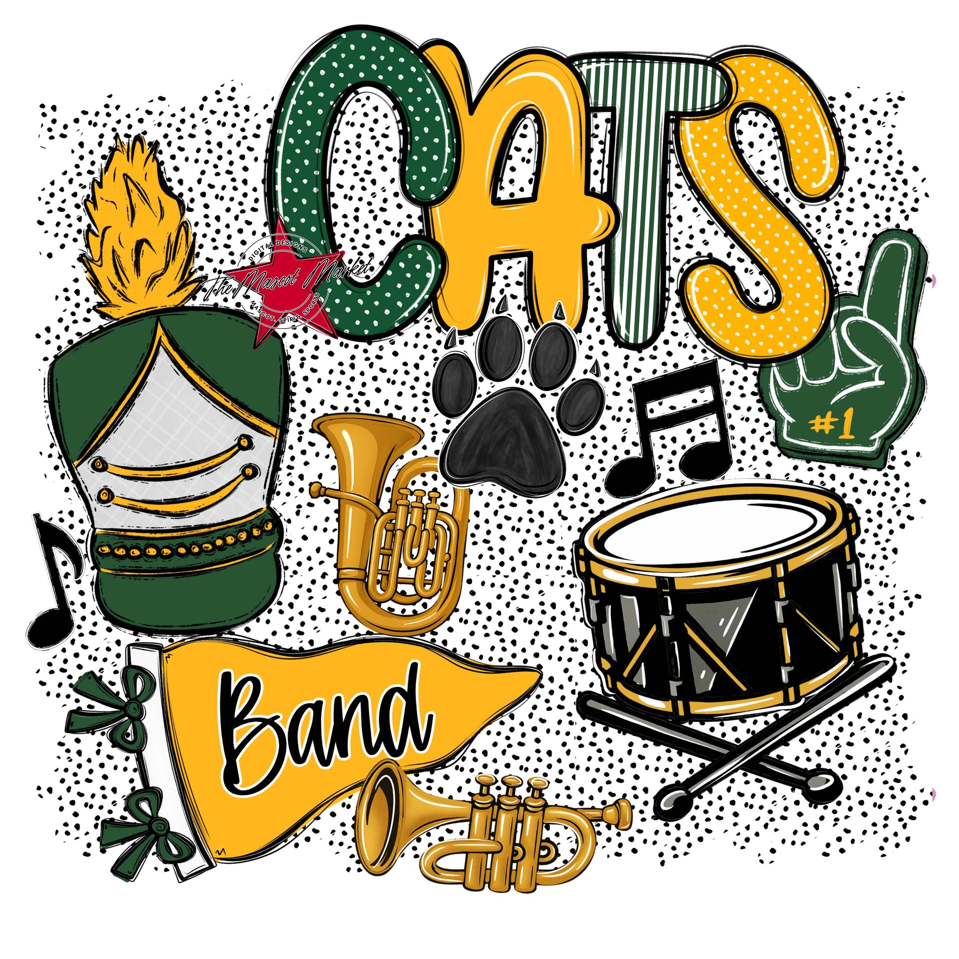 Cats Band Spirit-Green & Yellow