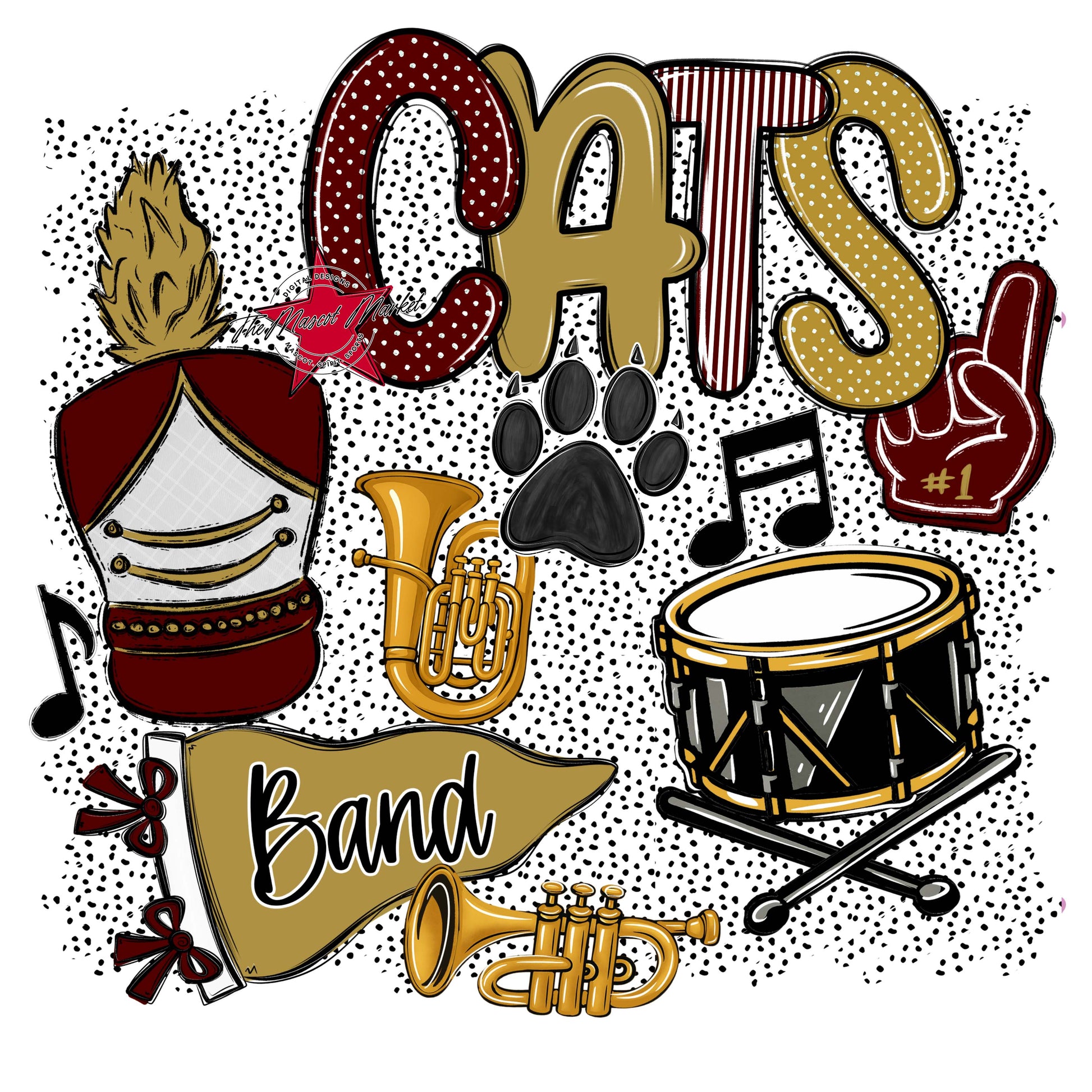 Cats Band Spirit-Maroon & Gold