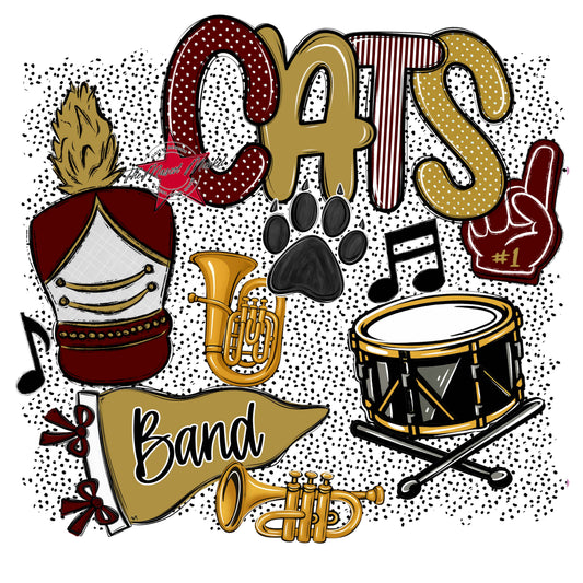 Cats Band Spirit-Maroon & Gold