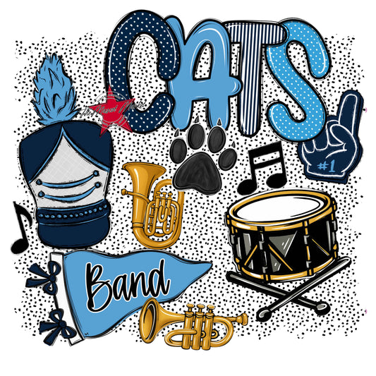 Cats Band Spirit-Navy & Carolina Blue