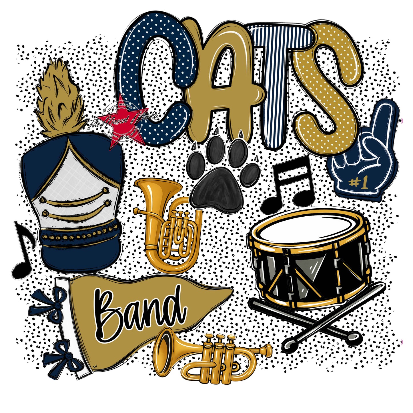 Cats Band Spirit-Navy & Gold