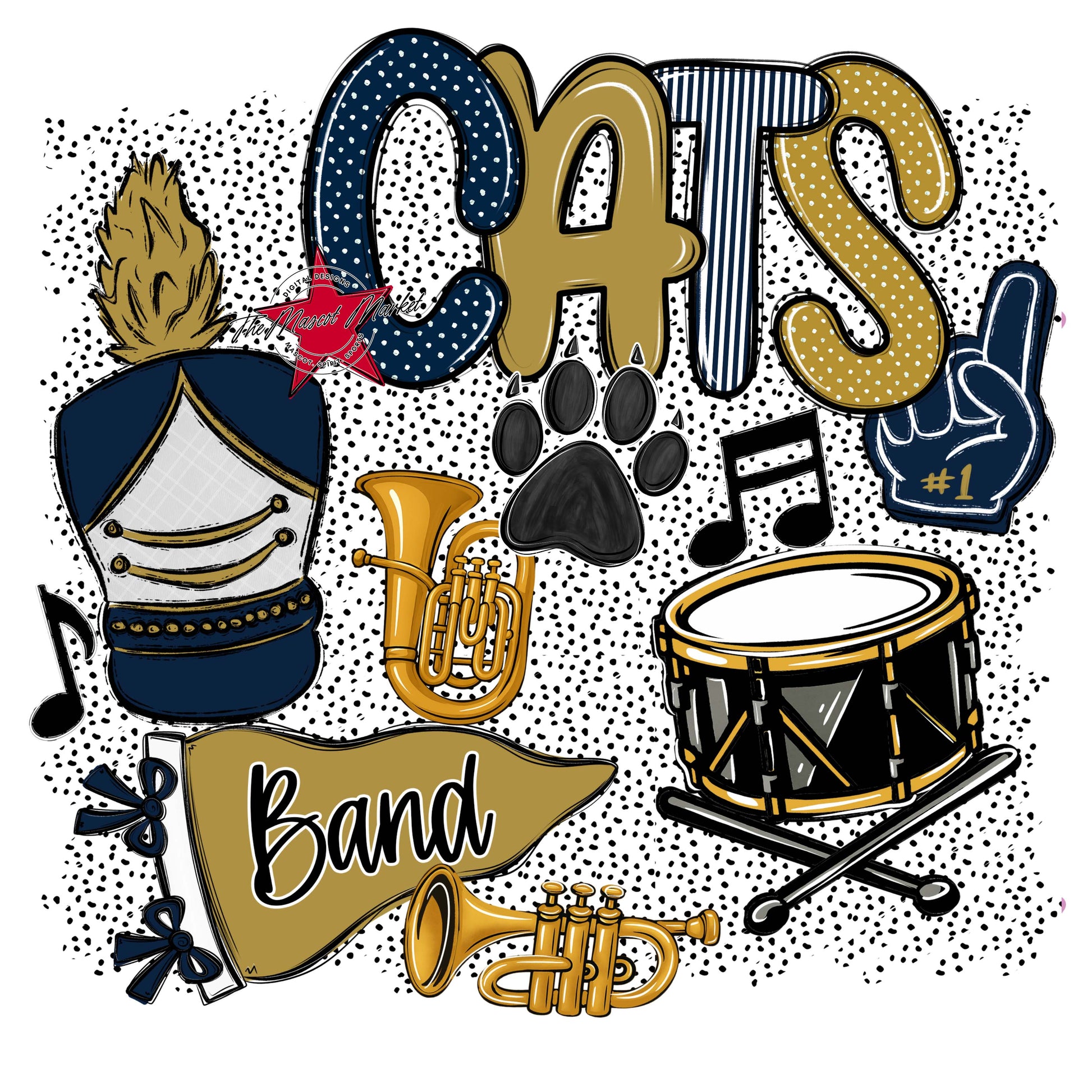 Cats Band Spirit-Navy & Gold